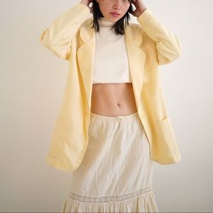 Vintage 80s oversized yellow linen blazer